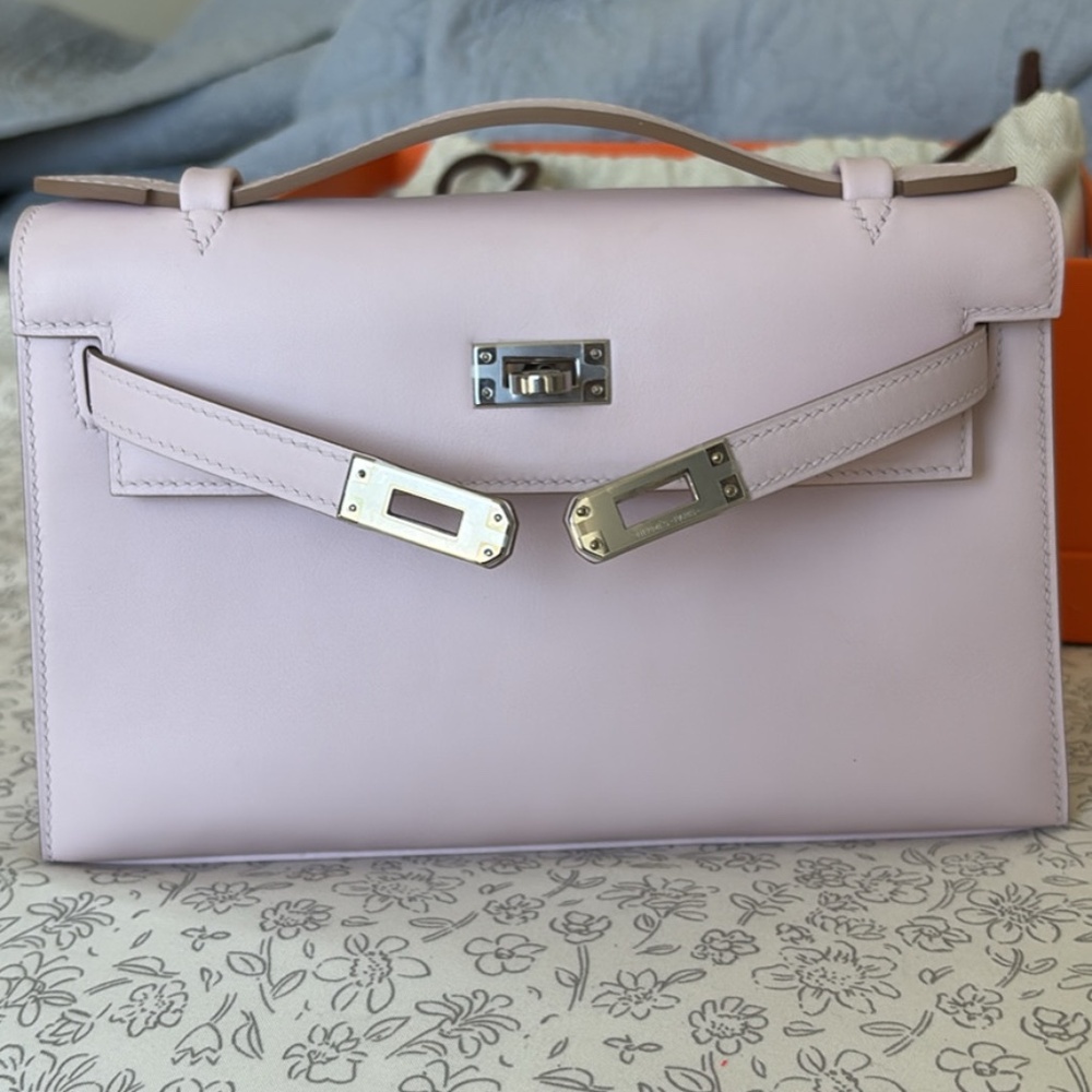 Hermés Kelly pochette Mauve pale